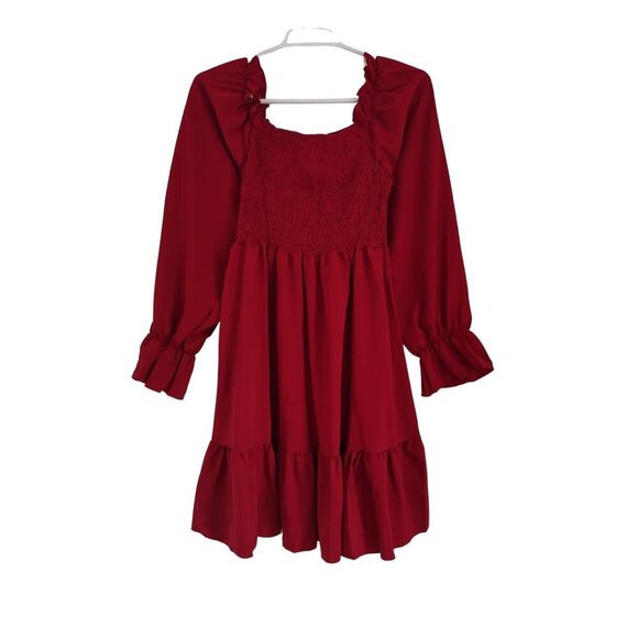 Alishebuy Womens Red Ruched A-Line Dress with Elasticated Bust S, Polyester NWT - Picture 3 of 8